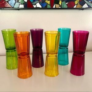 NEW SET of 12 COLORFUL GLASS JUICE GLASSES NWOT